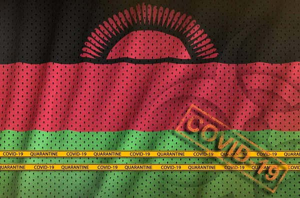 Bandera Malawi Sello Covid Naranja Con Cinta Adhesiva Concepto Coronavirus — Foto de Stock