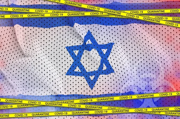 Drapeau Israël Bande Jaune Quarantaine Covid Coronavirus Pandémie 2019 Ncov — Photo