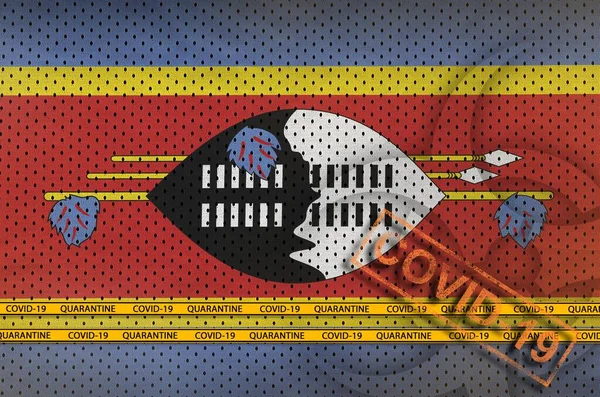 Bandera Suazilandia Sello Covid Naranja Con Cinta Borde Concepto Coronavirus —  Fotos de Stock