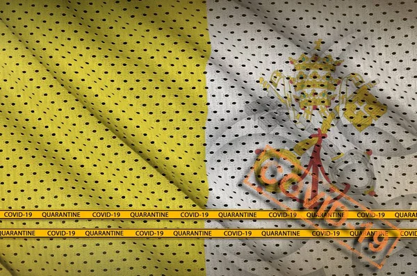 Bandera Del Estado Ciudad Del Vaticano Sello Covid Naranja Con — Foto de Stock