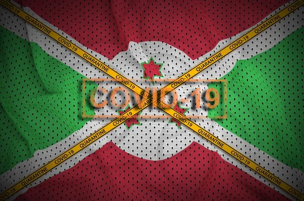 부룬디 플래그와 오렌지 테이프 십자가 코로나 바이러스 2019 Ncov 바이러스 — 스톡 사진