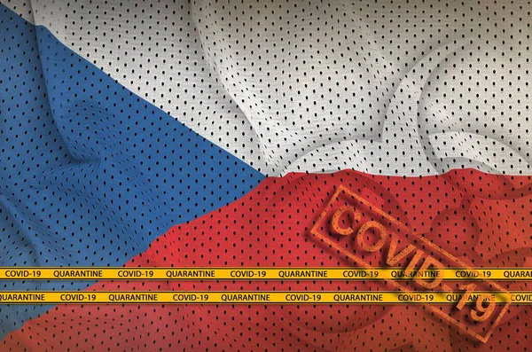 Bandera República Checa Sello Covid Naranja Con Cinta Adhesiva Concepto —  Fotos de Stock