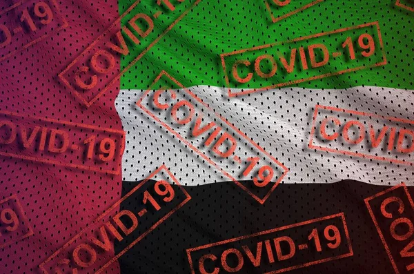 Прапор Єднаних Арабських Еміратів Багато Червоних Марок Ковід Coronavirus Або — стокове фото