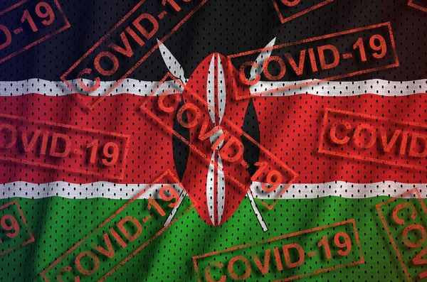Кенійський Прапор Багато Червоних Марок Ковід Coronavirus Або Pandemic 2019 — стокове фото