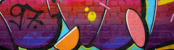 Abstract Colorful Fragment Graffiti Paintings Old Brick Wall Street Art — Stock Photo, Image