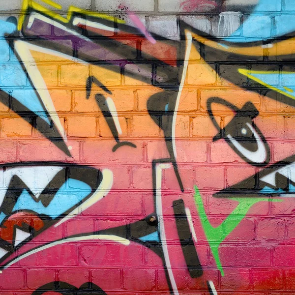 Абстрактний Барвистий Фрагмент Графіті Старій Цегляній Стіні Вуличне Мистецтво Композиції — стокове фото