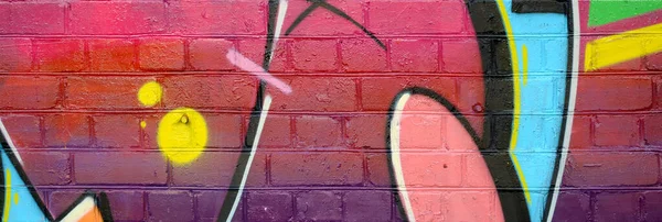 Abstraktes Farbenfrohes Fragment Von Graffiti Gemälden Alten Ziegelwänden Streetart Komposition — Stockfoto