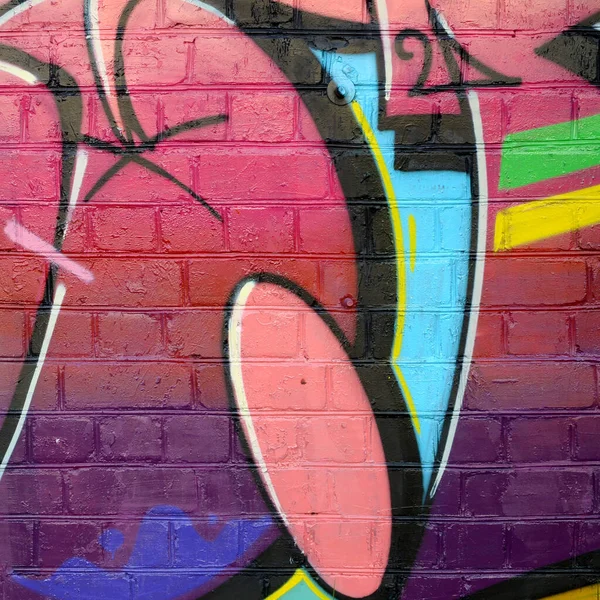 Abstract Colorful Fragment Graffiti Paintings Old Brick Wall Street Art — Stock Photo, Image