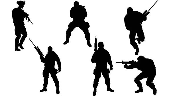 Set Army Man Silhouette — Stock Vector