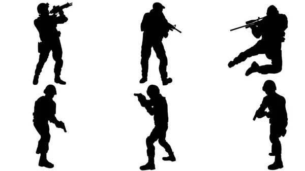 Set Army Silhouette — Stock Vector