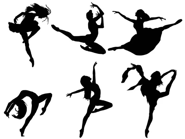 Ensemble Silhouettes Dansantes Ballerine — Image vectorielle