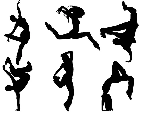 Set Dancers Silhouette — Stock Vector