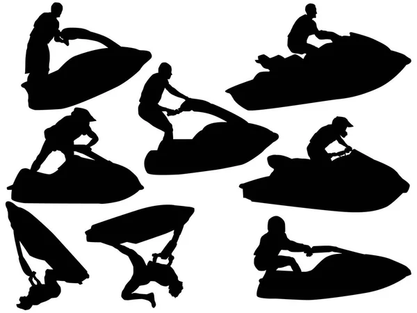 Set Von Jetski Silhouette — Stockvektor