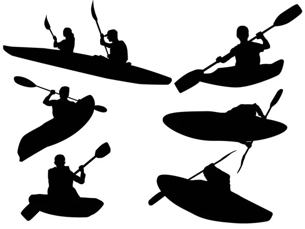 Set Kayak Silhouette Stock Vector