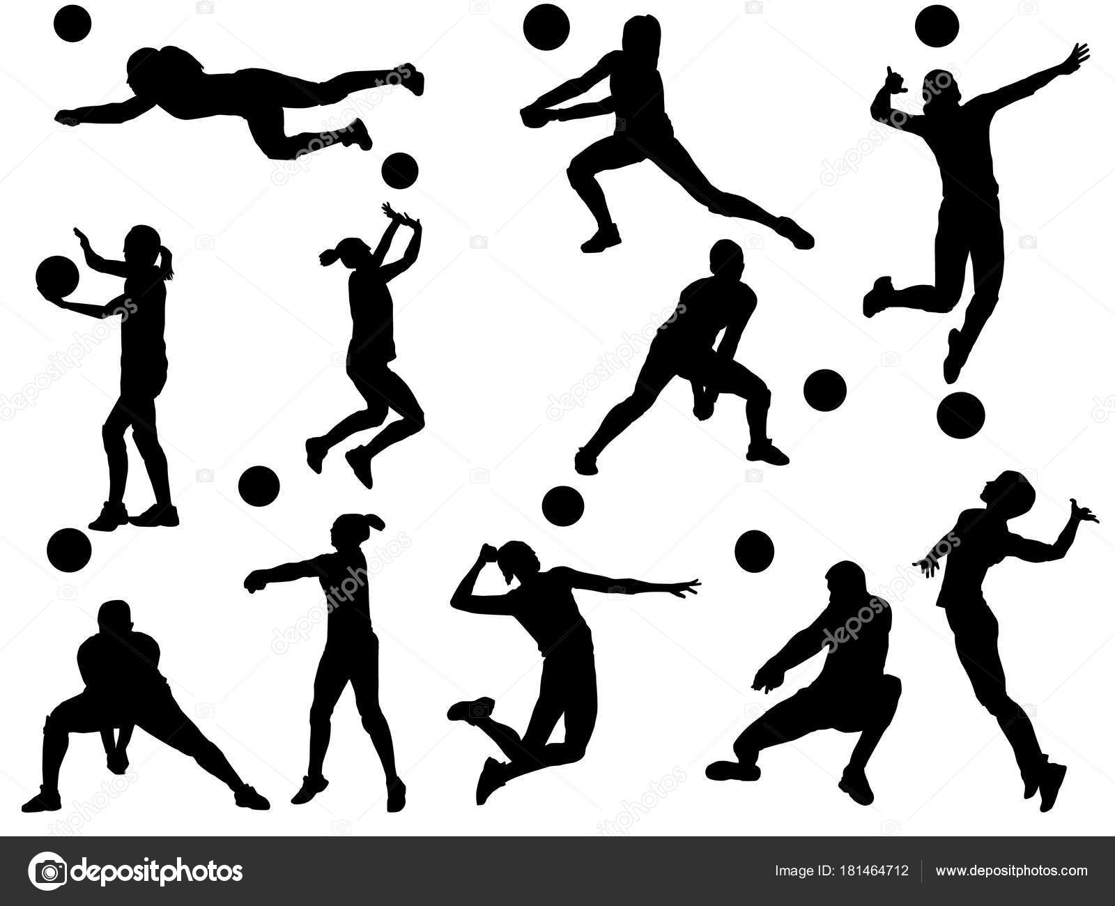 Download Set Volleyball Silhouette — Stock Vector © miloskontra ...