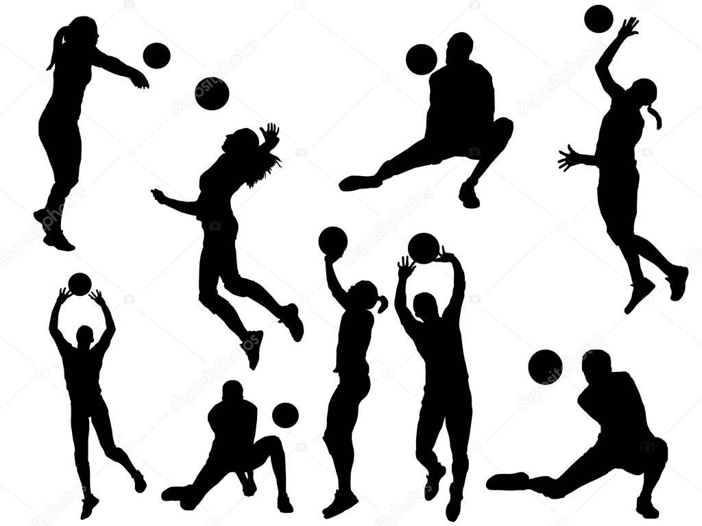 Set Volleyball Silhouette — Stock Vector © miloskontra #181462576