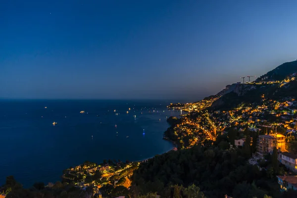 Härlig Panoramautsikt Över Fyrverkerier Furstendömet Monaco Strax Efter Solnedgången — Stockfoto