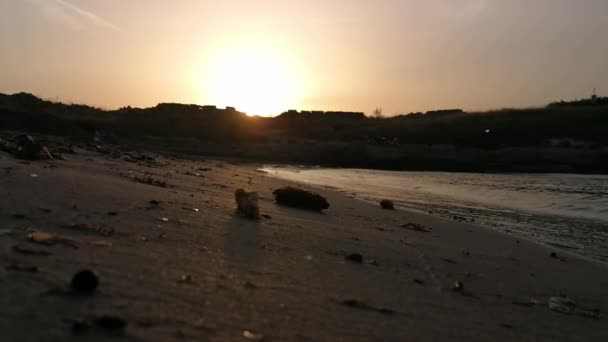 Stranden Vid Solnedgången Ostuni Salento Italien — Stockvideo