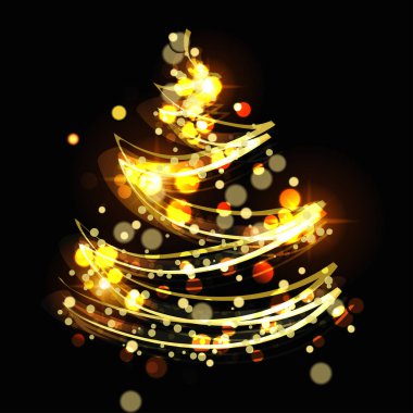 Bokeh etkisi ile soyut Noel ağacı. Festival kartpostal. Vektör