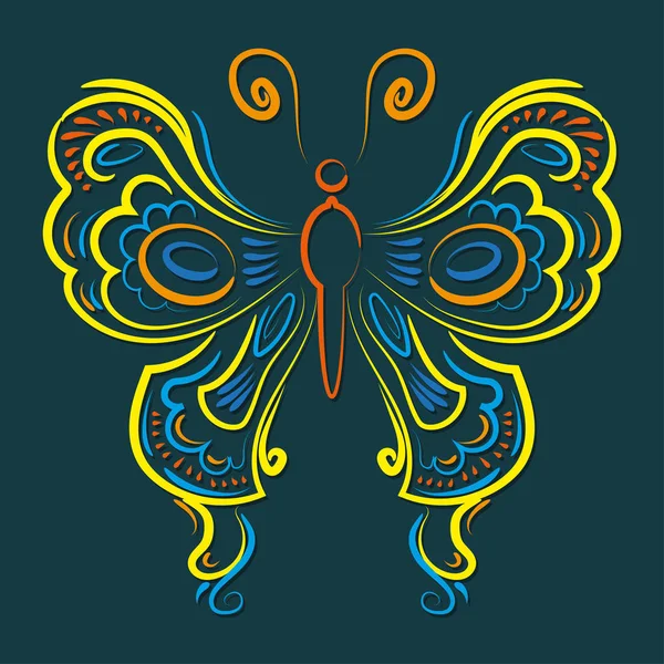 美しい蝶があなたのデザインのため手で描画されます。ベクトル — ストックベクタ