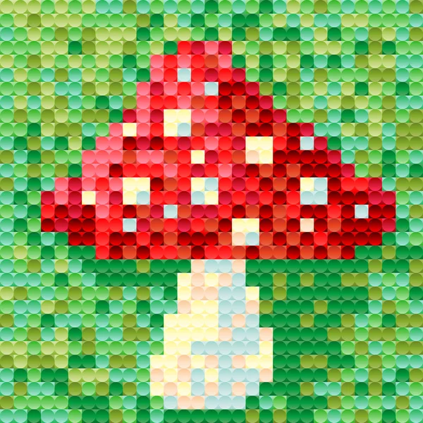 O cogumelo Amanita pinta-se no estilo de pixel do desenho individual. Vetor — Vetor de Stock