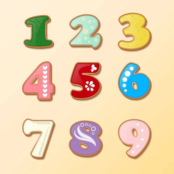 Wählen Sie auf einem hellen Hintergrund und Zahlen in Form von Cookies. Vektor — Stockvektor