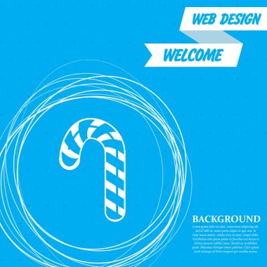 Noel nane şeker kamışı bir mavi arka plan soyut üstünde kutsal kişilerin resmi daireler etrafında çizgileri ve metin için yer. Vektör