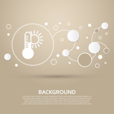 sıcaklık, tıp termometre, zarif stil ve modern tasarım Infographic kahverengi bir arka plan üstünde hava iklim kutsal kişilerin resmi. Vektör