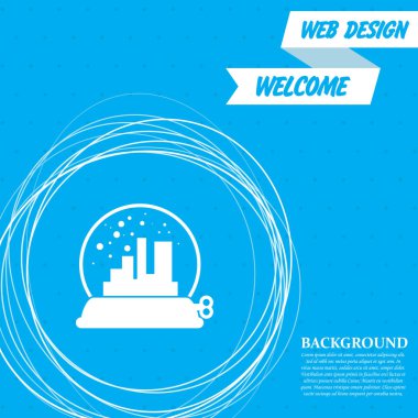 mavi bir arka plan etrafında soyut daireler ve metin için yer ile fabrika simgesi. Vektör