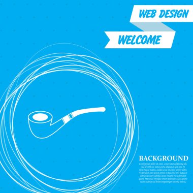 mavi bir arka plan etrafında soyut daireler ve metin için yer ile tütün boru simgesi. Vektör