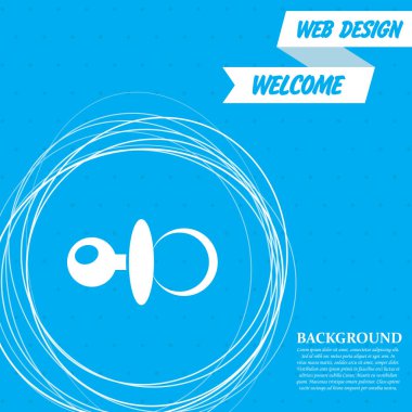 etrafında soyut daireler ve metin için yer ile mavi bir arka plan bebek emziği simgesi. Vektör