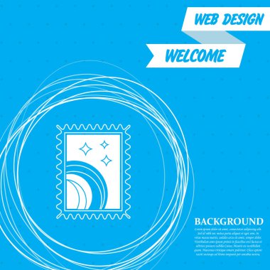 mavi bir arka plan etrafında soyut daireler ve metin için yer üstünde posta pulu kutsal kişilerin resmi. Vektör