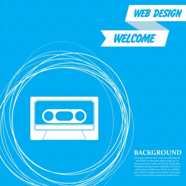 Kaset etrafında soyut daireler ve metin için yer ile mavi bir arka plan üstünde kutsal kişilerin resmi. Vektör