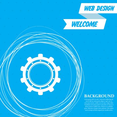 Vites dişli simgesini etrafında soyut daireler ve metin için yer ile mavi bir arka plan üzerinde. Vektör