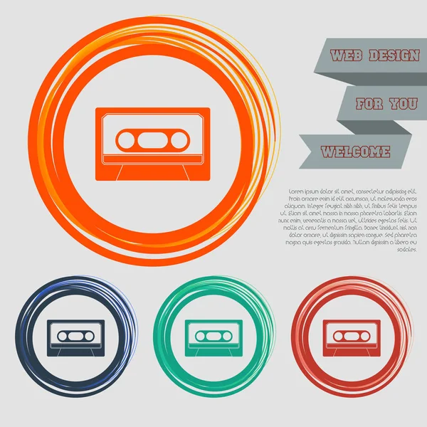 Icona a cassetta sui pulsanti rosso, blu, verde, arancione per il tuo sito web e design con testo spazio. Vettore — Vettoriale Stock