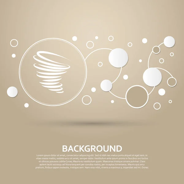 Tornado-Symbol auf braunem Hintergrund mit elegantem Stil und moderner Design-Infografik. Vektor — Stockvektor