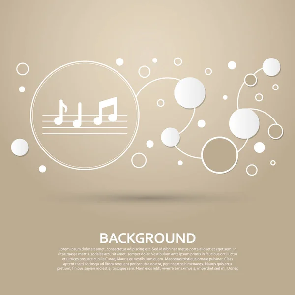 Noten-Symbol auf braunem Hintergrund mit elegantem Stil und moderner Design-Infografik. Vektor — Stockvektor