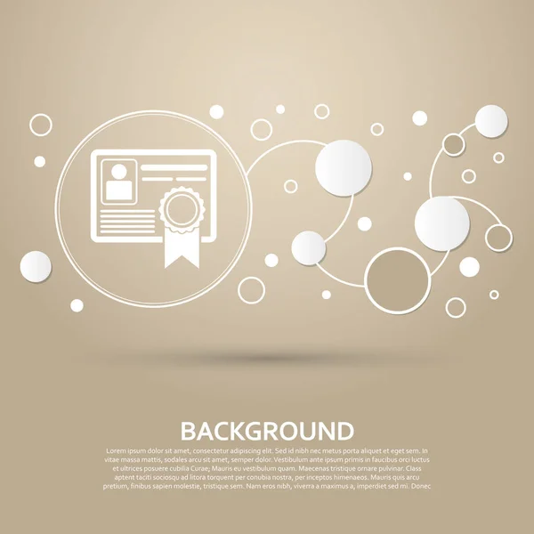 Zertifikatssymbol auf braunem Hintergrund mit elegantem Stil und moderner Design-Infografik. Vektor — Stockvektor