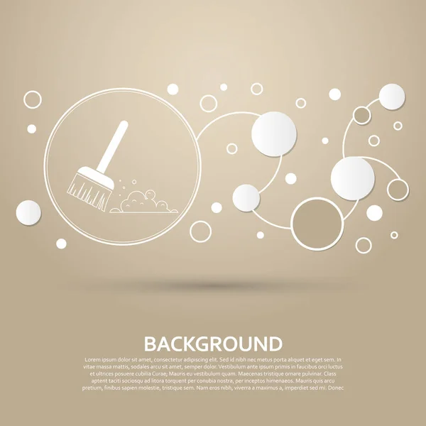 Besensymbol auf braunem Hintergrund mit elegantem Stil und modernem Design-Infografik. Vektor — Stockvektor