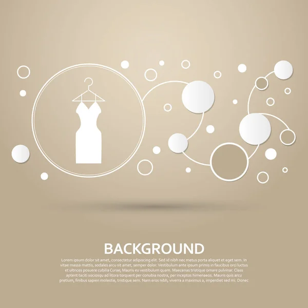 Kleid-Ikone auf braunem Hintergrund mit elegantem Stil und moderner Design-Infografik. Vektor — Stockvektor