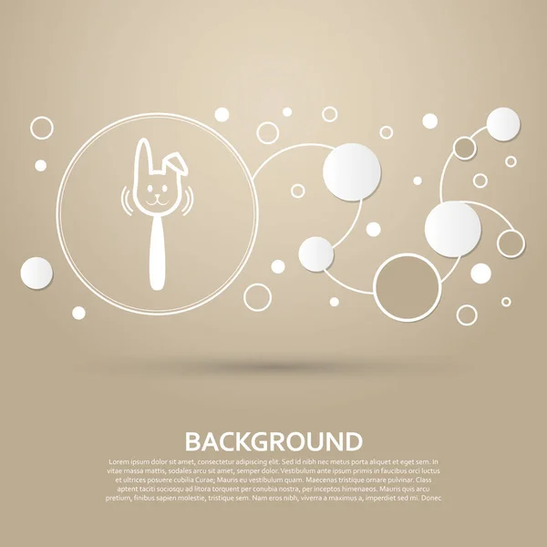 Icono del conejo de Pascua sobre un fondo marrón con estilo elegante e infografía de diseño moderno. Vector — Vector de stock