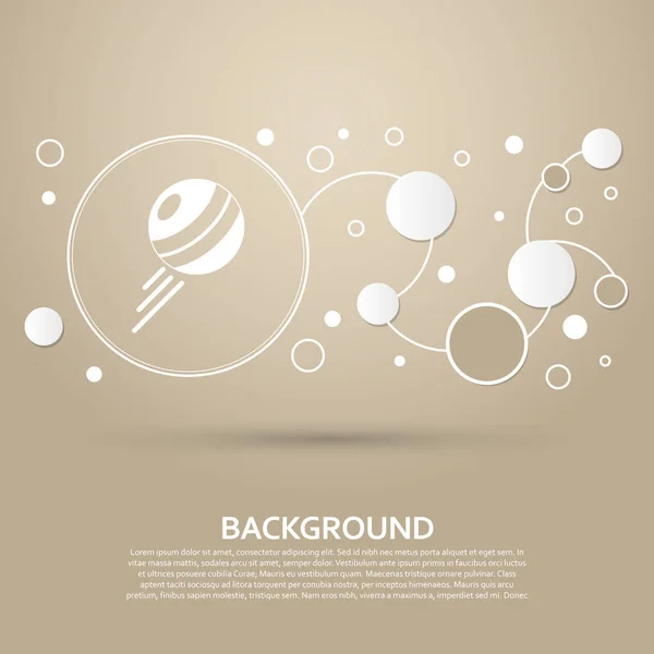 Icono de pokeball sobre un fondo marrón con estilo elegante e infografía de diseño moderno. Vector — Archivo Imágenes Vectoriales