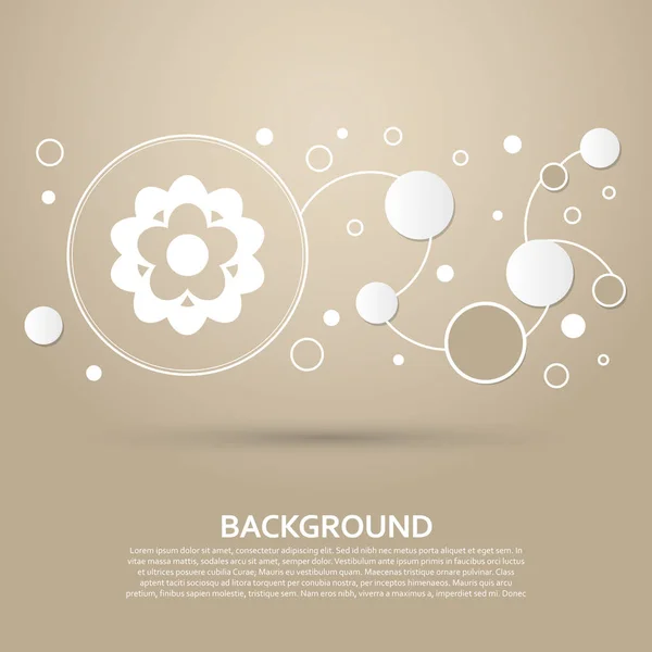 Icono de la flor sobre un fondo marrón con estilo elegante e infografía de diseño moderno. Vector — Vector de stock