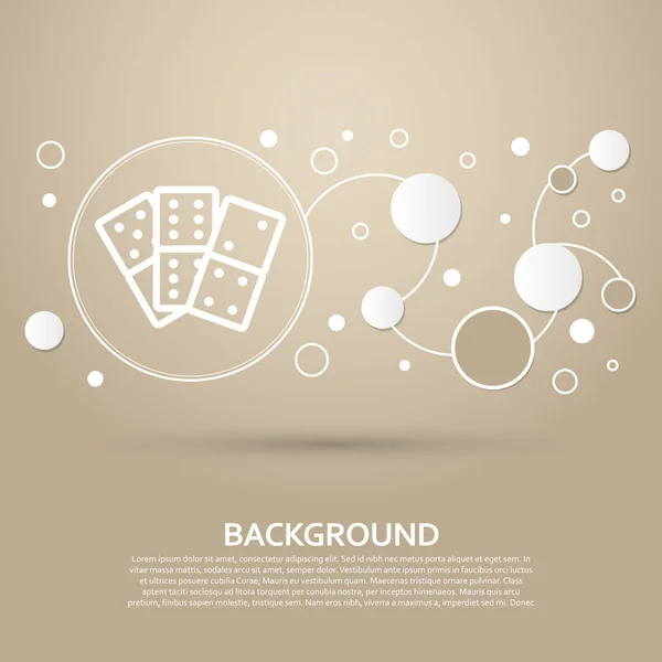 Domino pictogram op een bruine achtergrond met elegante stijl en moderne design infographic. Vector — Stockvector