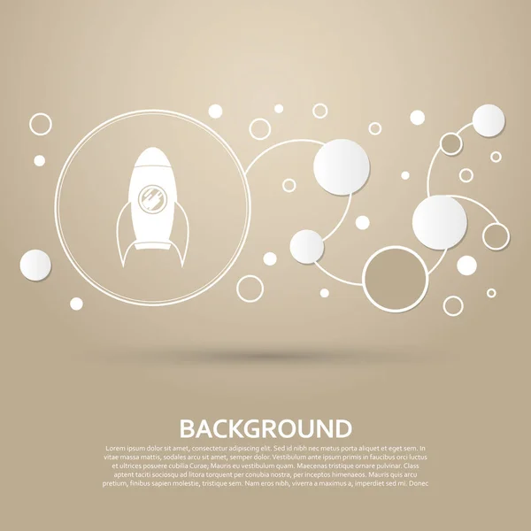 Rocket icon on a brown background with elegant style and modern design infographic. Vector — Stock Vector