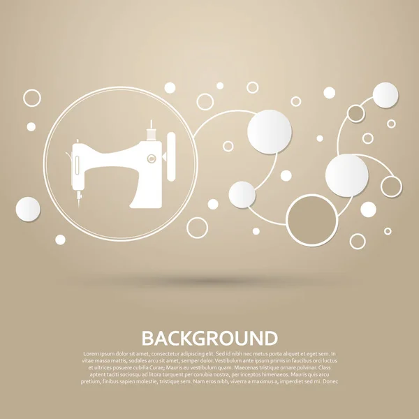 Nähmaschinensymbol auf braunem Hintergrund mit elegantem Stil und moderner Design-Infografik. Vektor — Stockvektor