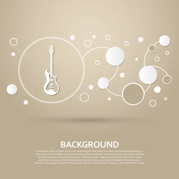 Icono de guitarra eléctrica. sobre un fondo marrón con estilo elegante e infografía de diseño moderno. Vector — Vector de stock