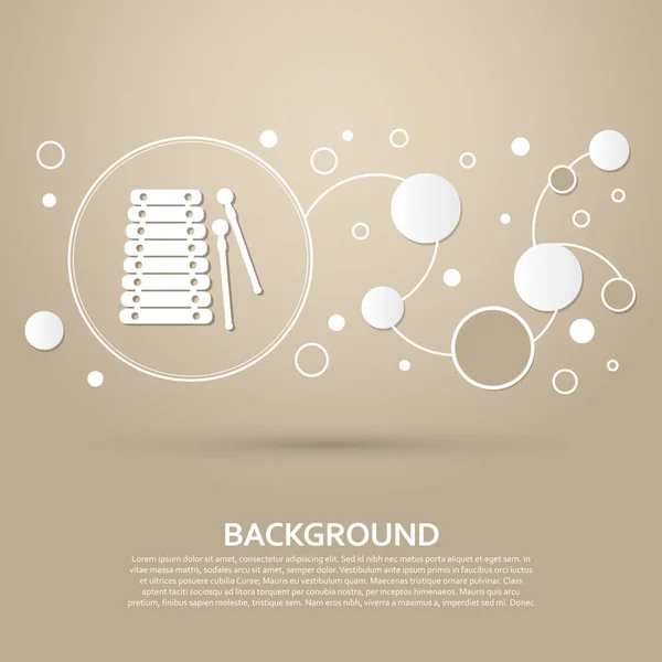 Icône xylophone. sur fond marron avec style élégant et infographie design moderne. Vecteur — Image vectorielle