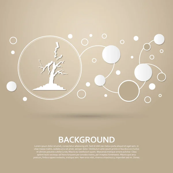 Ikonen för Lightning och träd på brun bakgrund med elegant stil modern design infographic. Vektor — Stock vektor