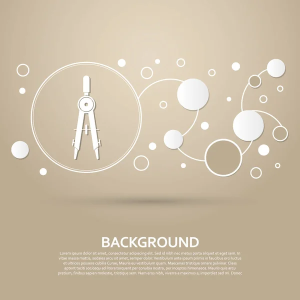 Icono Circinus sobre fondo marrón con estilo elegante e infografía de diseño moderno. Vector — Vector de stock